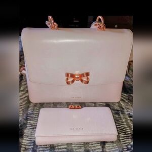 Ted Baker London Blush Pink Shoulder Bag with Bow Detail and Matching Wallet